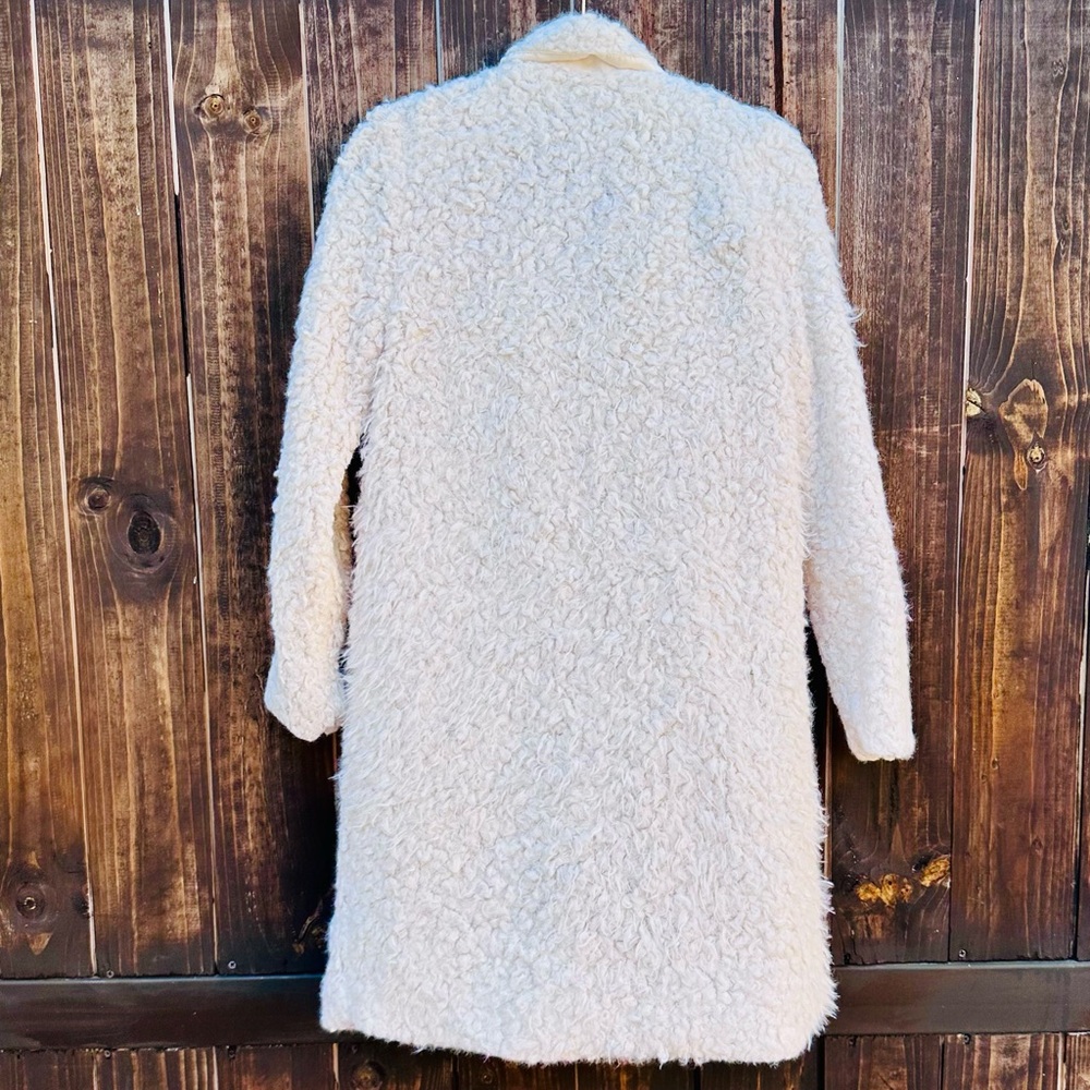 Cream Teddy Jacket Plush Long Overcoat - Picture 2 of 2